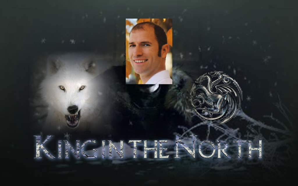 Parody of Game of Thrones "King in the North" with head coach Steven's face over Jon Snow's face